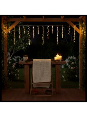 Ice Light 340xH80cm con 18 stringhe, 576 Led, bianco caldo e bianco freddo