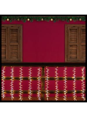 Tenda luminosa 460xH80cm con 24 stringhe, 1152 led bianco caldo e bianco freddo