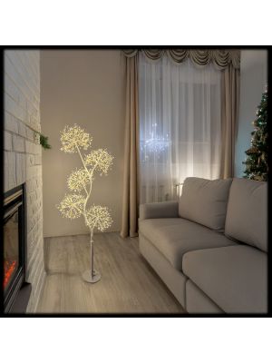 Albero bianco con sfere H120 cm, 1200 microled bianco classic