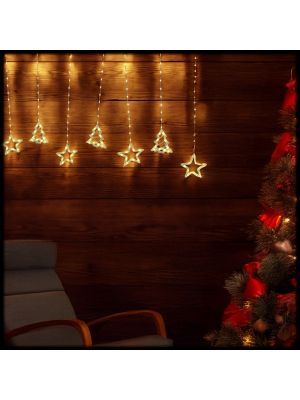 Ice Light 475xh115cm con 20 decorazioni stelle e alberi, 560 SMD Led, bianco caldo con controller