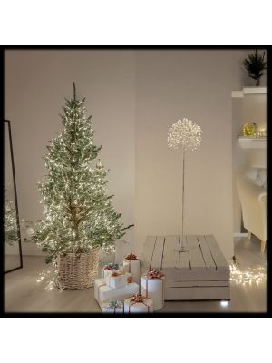 Pianta luminosa con sfera, h 115 cm, 384 microled bianco caldo