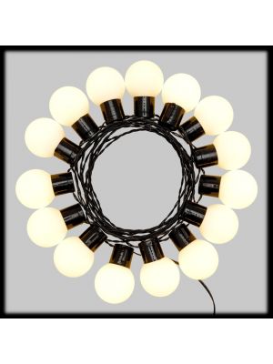 Catena solare 6 m, 15 lampadine party light, superled bianco caldo
