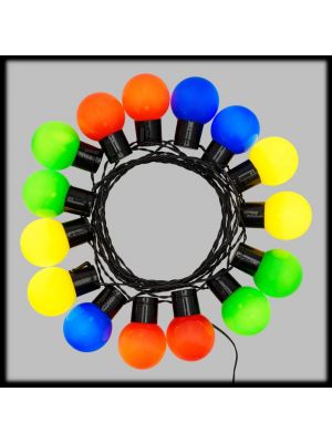 Catena solare 6 m, 15 lampadine party light multicolor con superled bianco caldo