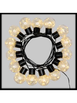 Catena solare 6 m, 15 lampadine party light, microled bianco caldo