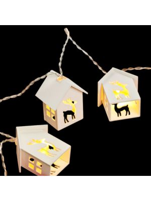 catena luminose led a batteria 6 casette in legno decorazione renna bianco classic caldo