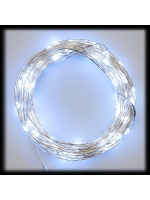 Catena di luci 7,5 m, 100 microled memory controller, metal silver, bianco freddo
