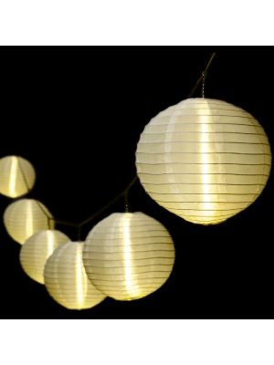 Catena 8 m - 10 lanterne luminose bianche - prolungabile - led bianco caldo