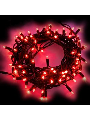 Catena di Natale 10 m - 120 Maxiled luce fissa - prolungabile - rosso