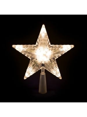 Puntale a Stella per albero di Natale 10 Led a batteria on-off Flashing bianco classic