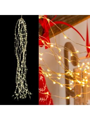 cascata di luci 300 microled cavo metal - luce fissa -  bianco classic
