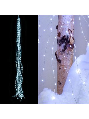 cascata di luci 600 microled cavo metal - luce fissa -  bianco ghiaccio