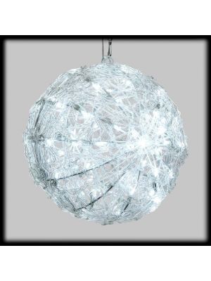 Sfera 3D in acrilico Ø 26 cm 80 led, giochi di luce + luce fissa, bianco ghiaccio