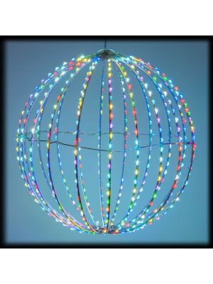 Sfera 3D Ø 30 cm, 500 microled metal silver, multiflash RGB
