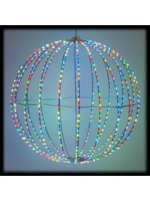 Sfera 3D Ø 40 cm, 700 microled metal silver, multiflash RGB