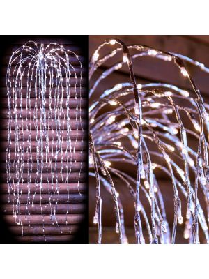 Ramo argento salice piangente 480 led H 120 cm flashled diamond bianco ghiaccio vetrina