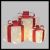 Set 3 pacchi regalo in tessuto H 25|20|15 cm, led a luce fissa, bianco caldo