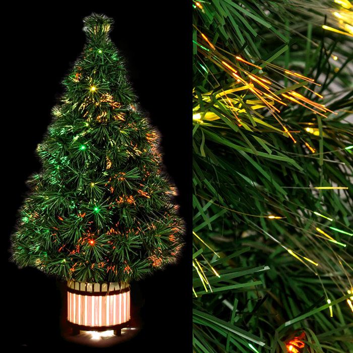 Albero Di Natale 90 Cm.Albero Di Natale H 90 Cm Vaso Di Legno Illuminato Fibre Ottiche Multicolor