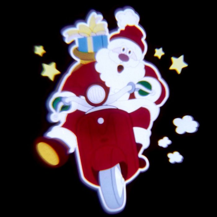 Babbo Natale 3d Da Costruire.Proiettore Led Color Musicale Animato Babbo Natale In Corsa Su Scooter Rosso