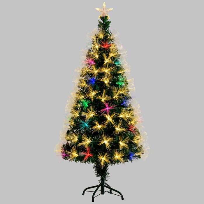 Stella Di Natale A Fibre Ottiche.Albero Di Natale Fibre Ottiche H 130 Cm Bianco Classic E Giochi Di Luce Flashled Rgb