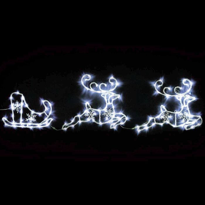 Immagini Di Babbo Natale Con La Slitta E Le Renne.Renne Con Slitta Acrylic Led 2 4 M X H 0 70 M 224 Led Luce Fissa Bianco Ghiaccio