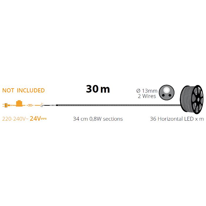Jopassy Tubo luminoso esterno 30 m 300 LED, tubo luminoso esterno interno 8 modalità, tubo luminoso per Natale, feste, tubo luminoso con telecomando, impermeabile, per esterni