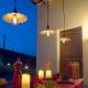 Lampadario retrò, lampadine Vintage con paralume bianco, cavo pendente nero