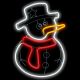Pupazzo di neve luminoso 36 x H 55 cm, neon bifacciale, 288 led, bianco e rosso