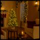 Albero con base in juta, 90 cm, in finto pino, 180 miniled bianco caldo 