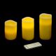 Set 3 candele cera Avorio Ø 7,5 cm con telecomando effetto fiamma led bianco classic