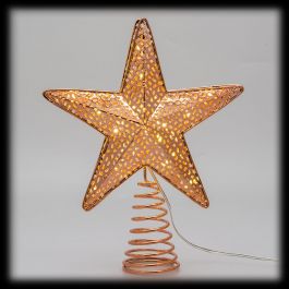 Stella Di Natale A Batteria.Puntale A Stella Rame 15 Microled A Batteria Luce Fissa Timer Bianco Classic