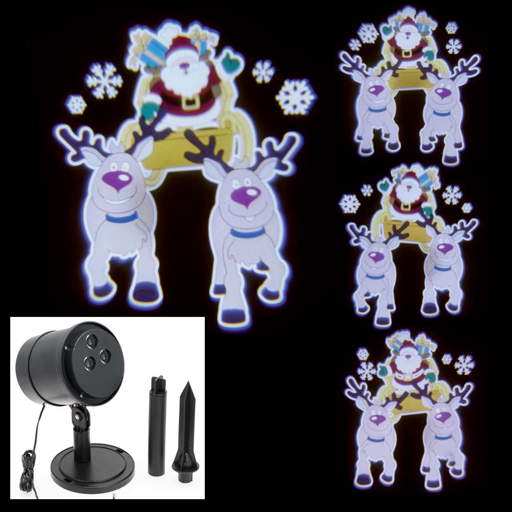 Proiettore Luci Natalizie In Movimento.Proiettore Led Color Musicale Figura Animata Babbo Natale Su Slitta E Renne In Movimento