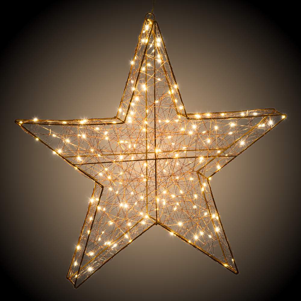 Lampada Decorativa A Stella JANDEI: Filo Oro 30 Cm Con 10 LED Caldi 3000K A Batteria