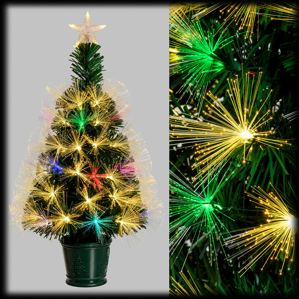 Albero Di Natale 70 Cm.Albero Di Natale Fibre Ottiche H 70 Cm Bianco Classic E Giochi Di Luce Flashled Rgb